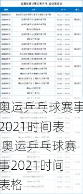 奥运乒乓球赛事2021时间表,奥运乒乓球赛事2021时间表格