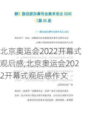 北京奥运会2022开幕式观后感,北京奥运会2022开幕式观后感作文
