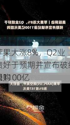 苹果大涨8%，Q2业绩好于预期并宣布破纪录1100亿
回购